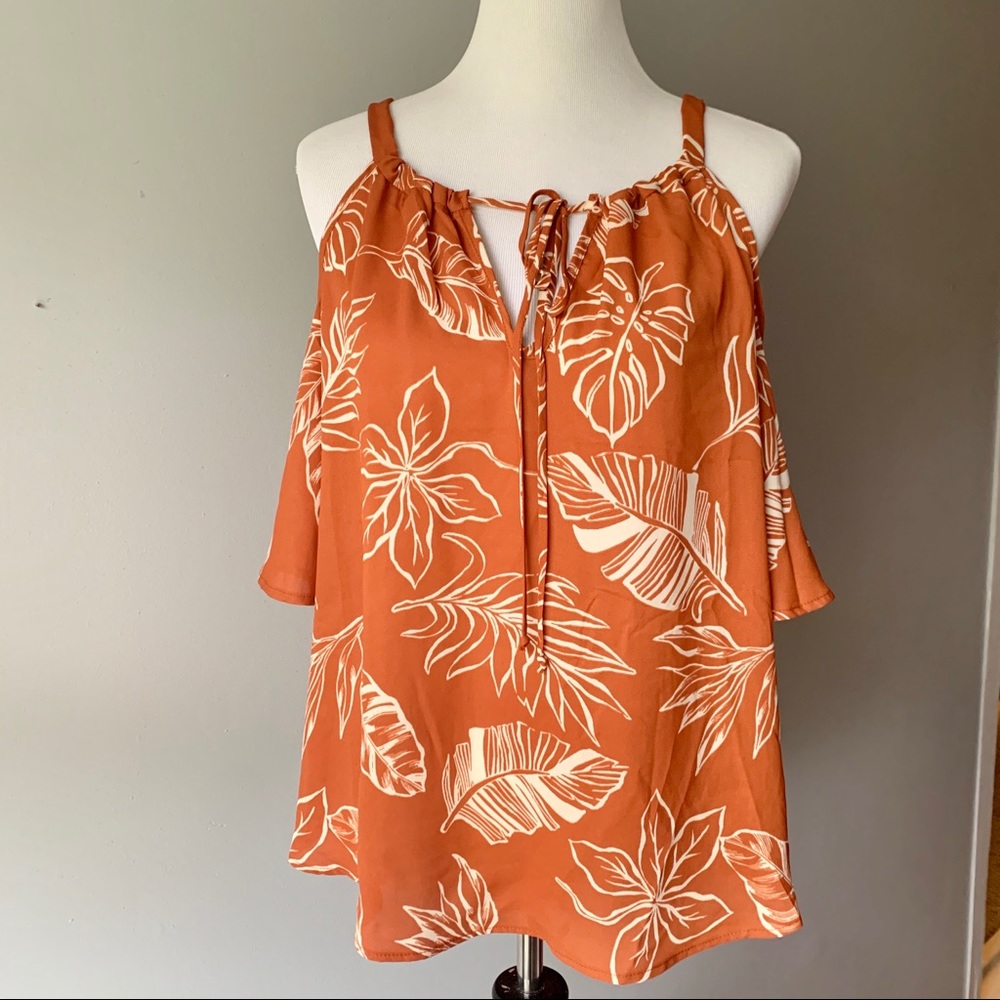 Sienna Sky Cold Shoulder Orange Blouse